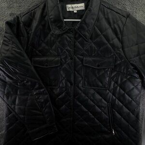 Lebby Collection Faux Leather Snap Up Jacket Size 2X Plus Women Lined Quilted